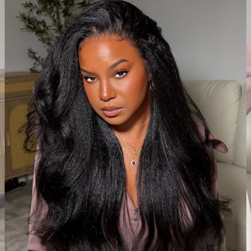 SWAY Soft Fluffy Yaki Loose Body Wave 13X4 Lace Front Human Hair Wigs 250 300 Density