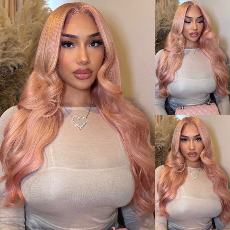 SWAY Soft Rose Blush Pink 13x4 Lace Front Virgin Human Hair Wigs 200 Density