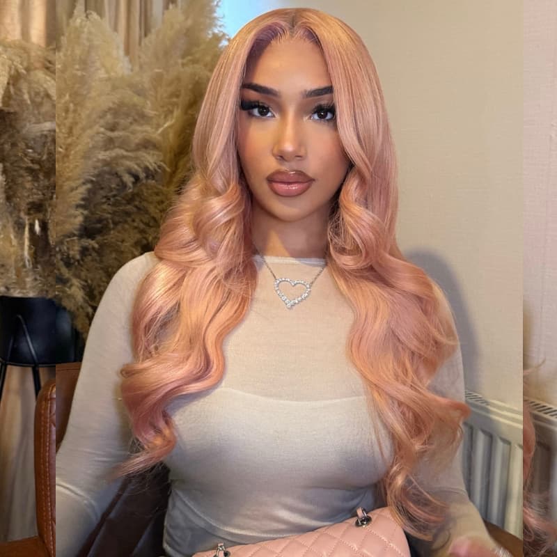 SWAY Soft Rose Blush Pink 13x4 Lace Front Virgin Human Hair Wigs 200 Density