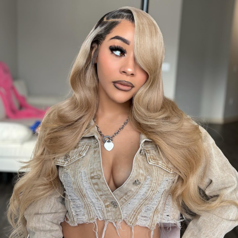 SWAY Strawberry Ash Blonde With Dark Roots 13x4 Lace Front Remy Human Hair Wigs