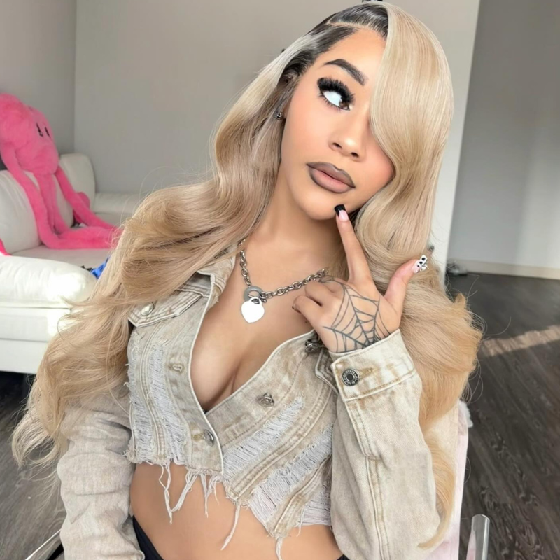 SWAY Strawberry Ash Blonde With Dark Roots 13x4 Lace Front Remy Human Hair Wigs