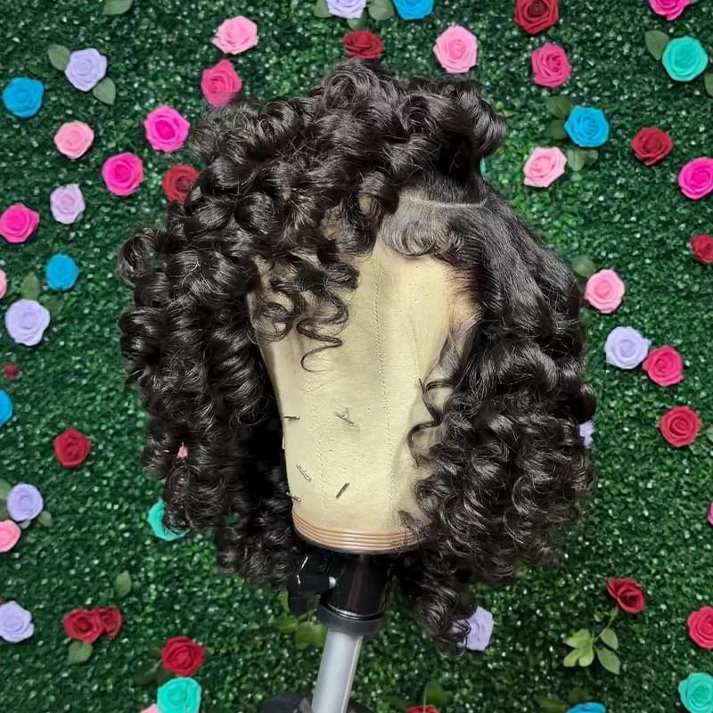 Pelucas de cabello humano Remy con encaje frontal de 13x4 y rizos sueltos de densidad 250-300 de SWAY 