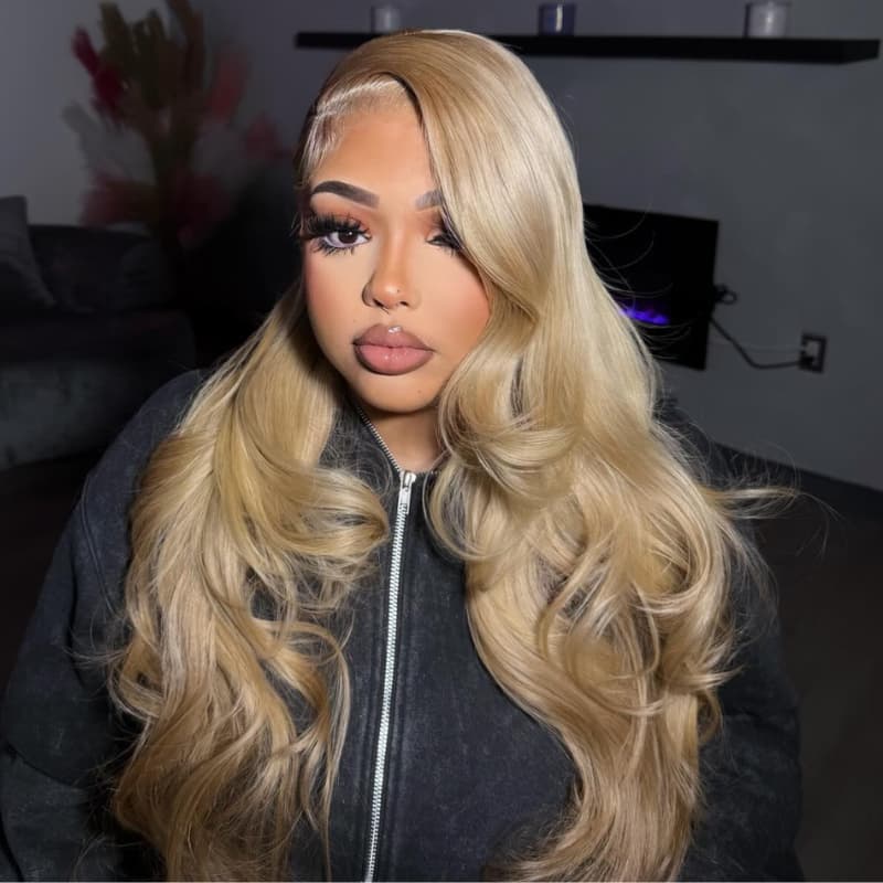 SWAY Trendy Golden Beige Honey Blonde 13x4 Lace Front Virgin Human Hair Wigs 200 Density