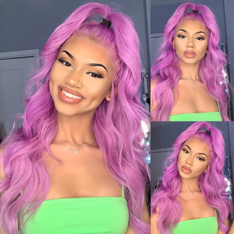 SWAY Vibrant Bubblegum Cotton Candy Fuchsia Pink 13x4 Lace Front Human Hair Wig