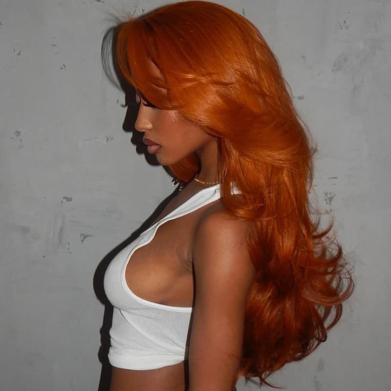 SWAY Vibrant Pumpkin Copper Orange 13x4 Lace Front Virgin Human Hair Wig