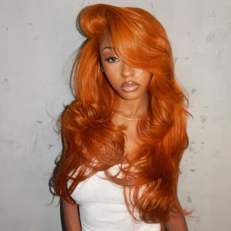 SWAY Vibrant Pumpkin Copper Orange 13x4 Lace Front Virgin Human Hair Wig