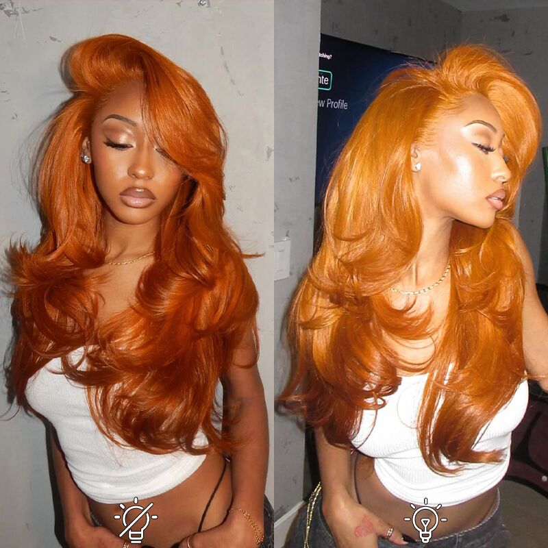 SWAY Vibrant Pumpkin Copper Orange 13x4 Lace Front Virgin Human Hair Wig