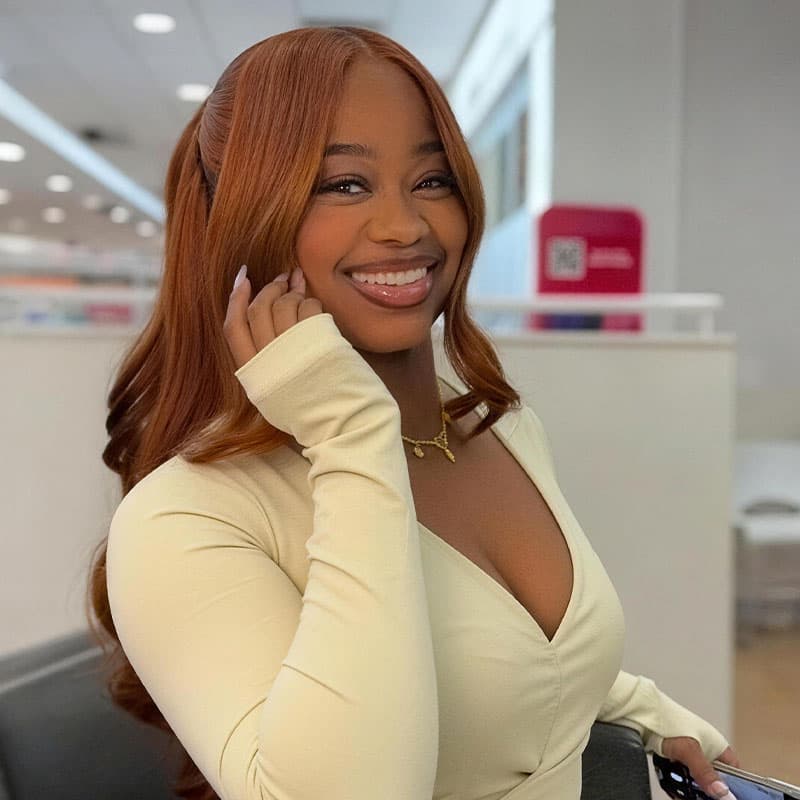 SWAY Vibrant Pumpkin Copper Orange Short Bob Body Wave Curls 13x4 Lace Front Human Hair Wig