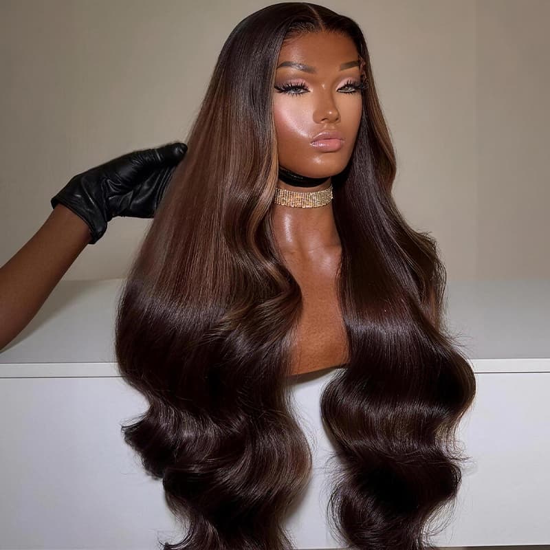 SWAY Vietnamese Brown Bone Straight 13x4 Lace Front Human Hair Wigs