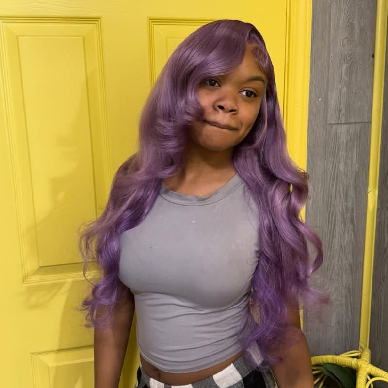 SWAY Violet Lavender Purple 13X4 Lace Front Human Hair Wigs 200 Density