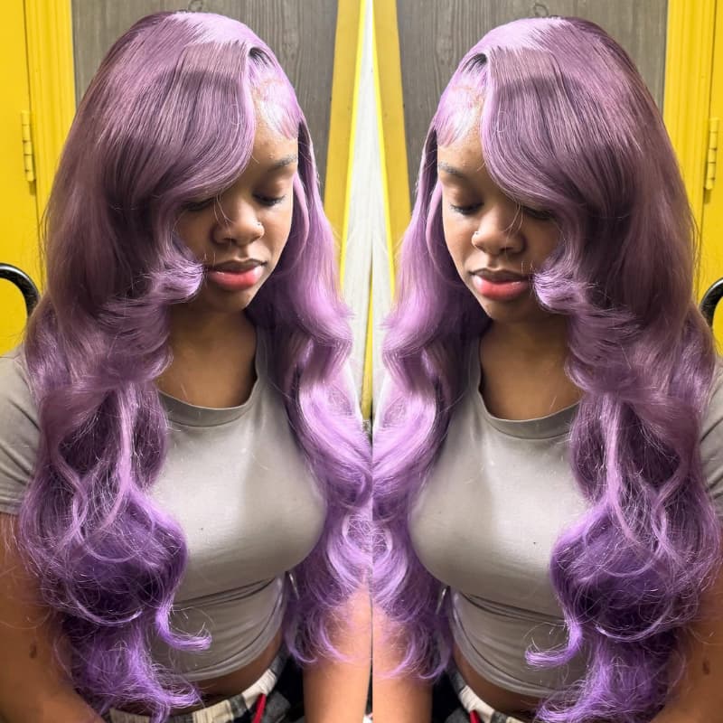 SWAY Violet Lavender Purple 13X4 Lace Front Human Hair Wigs 200 Density