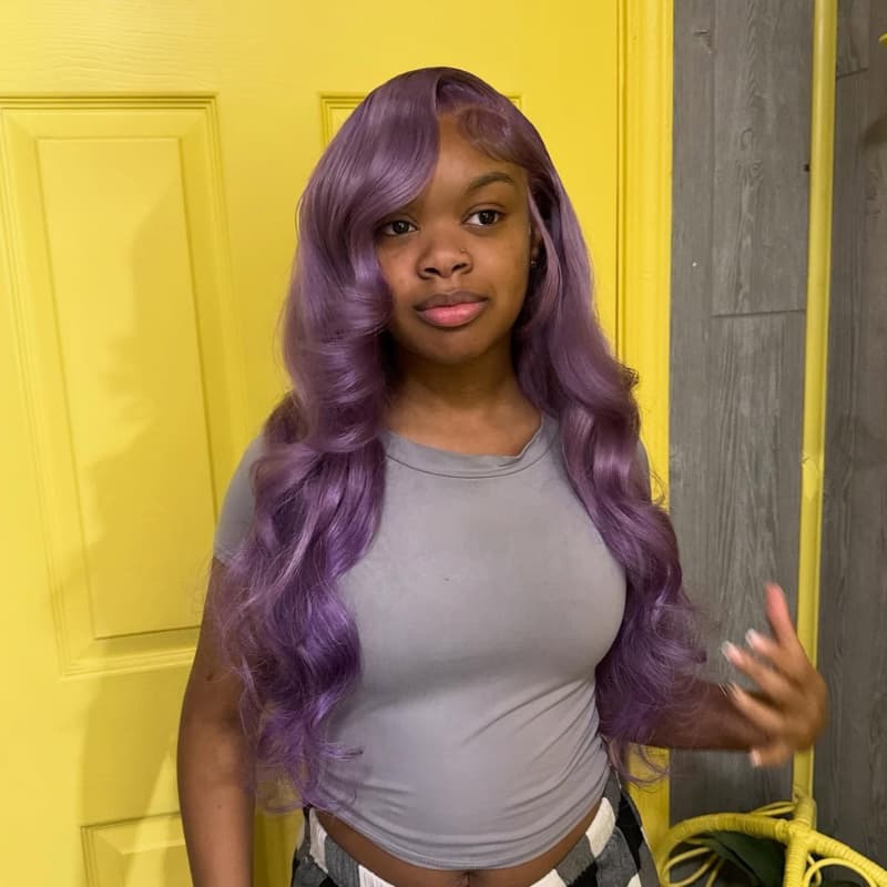 SWAY Violet Lavender Purple 13X4 Lace Front Human Hair Wigs 200 Density