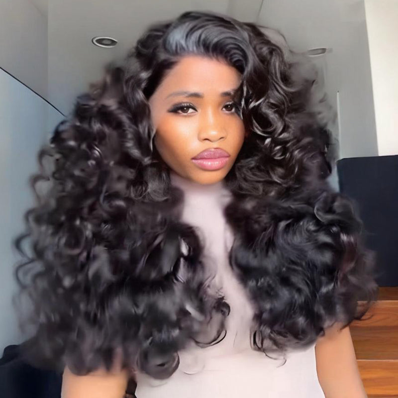 SWAY Voluminous Bouncy Loose Curls 13x4 Lace Front Human Hair Wig 250 300 Density