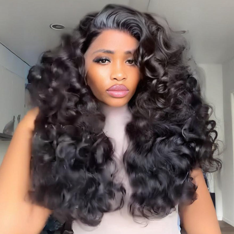 SWAY Voluminous Bouncy Loose Curls 13x4 Lace Front Human Hair Wig 250 300 Density