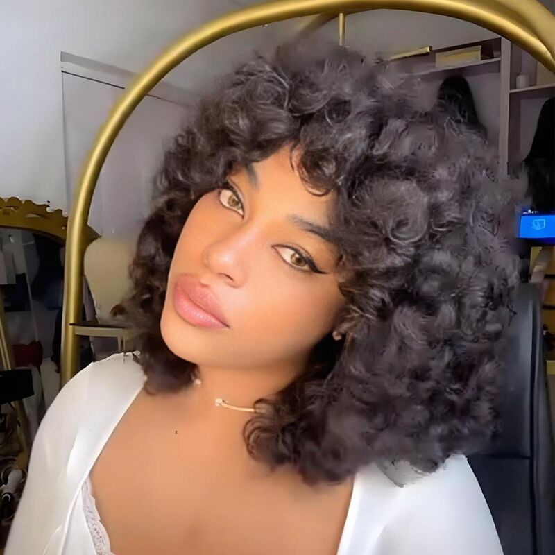 SWAY Voluminous Chic Natural Curly Full-bodied Look Bob Human Hair Wig