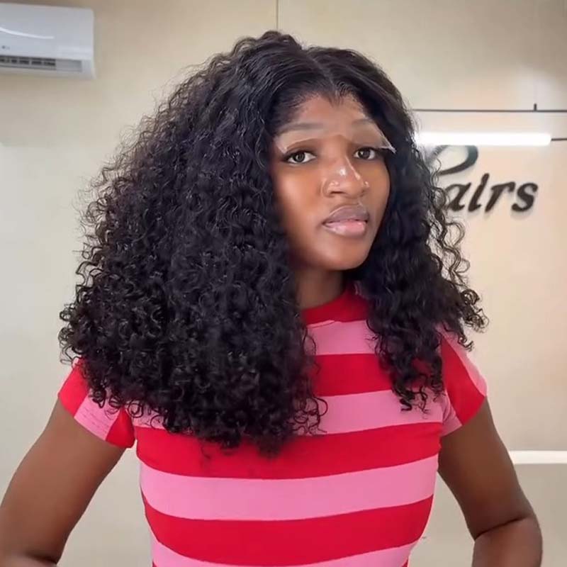 SWAY Voluminous Kinky Curly Shoulder Length Short Bob 13x4 Lace Front Human Hair Wigs