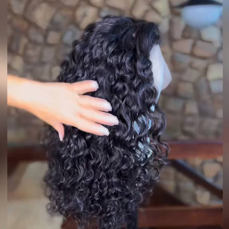 Pelucas de cabello humano Remy con encaje frontal de 13x4 y rizos sueltos de densidad 250-300 de SWAY 