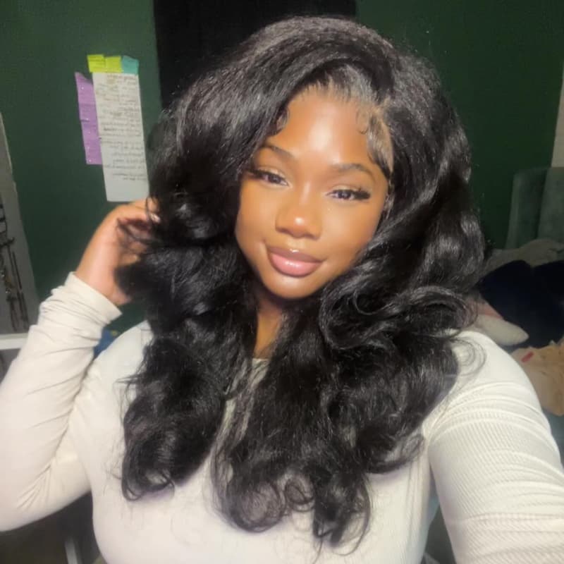 SWAY Yaki Natural Loose Wave 13x4 Lace Front Human Hair Wig 300 Density